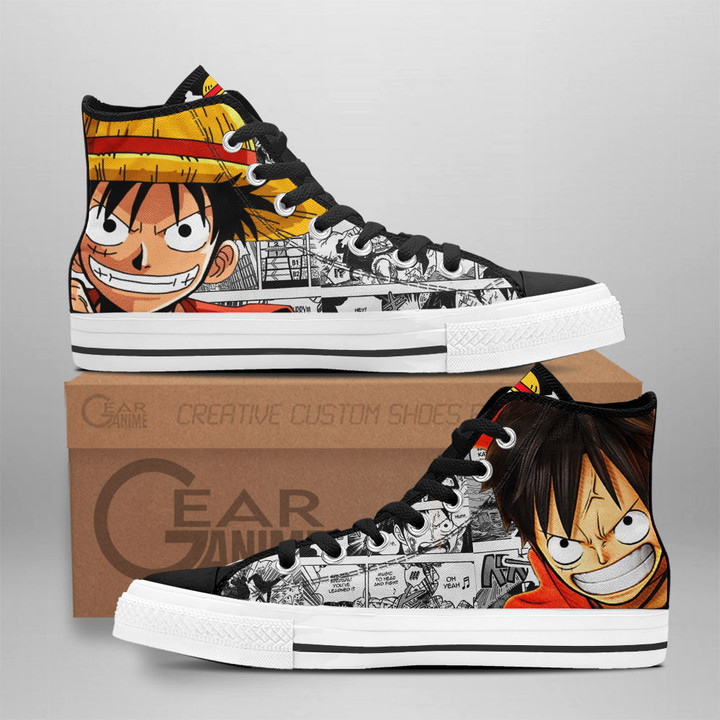 Luffy High Top Shoes One Piece Custom Anime Sneakers Mix Manga