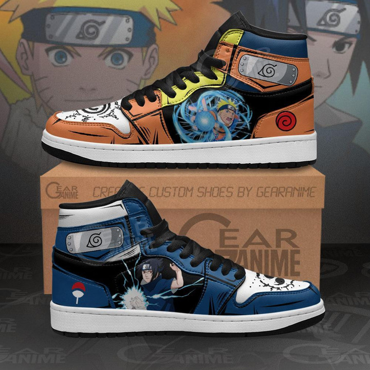 Uzumaki and Sasuke Sneakers Jutsu Custom Anime Shoes - 1 - GearAnime