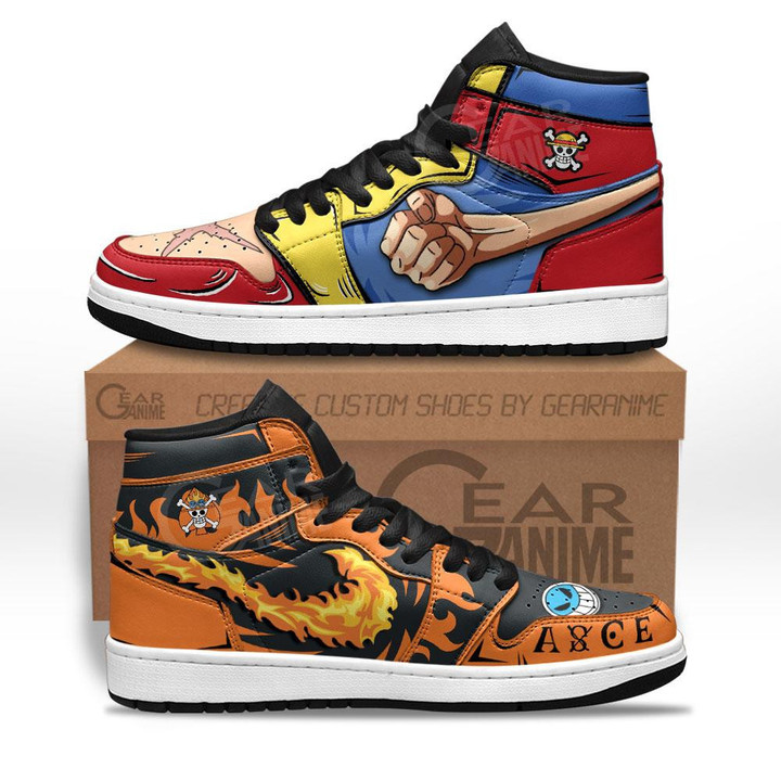 Luffy And Ace Sneakers Custom Anime One Piece Shoes - 1 - GearAnime