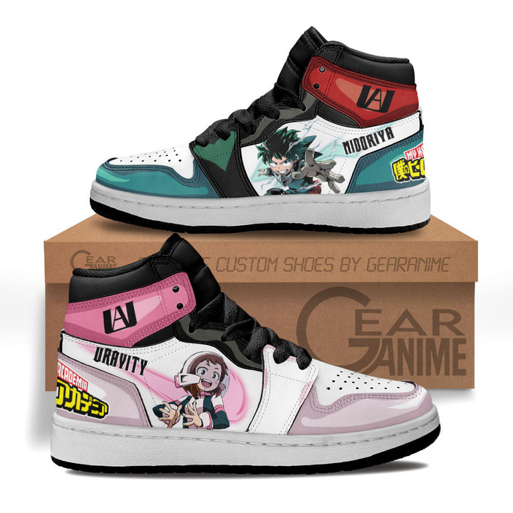 Ochako Uraraka and Izuku Midoriya Kids Sneakers Custom My Hero Academia Anime Kids ShoesGear Anime