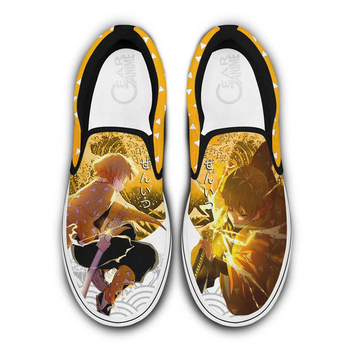 Zenitsu Thunder Slip On Sneakers Custom Demon Slayer Anime Shoes - 1 - GearAnime