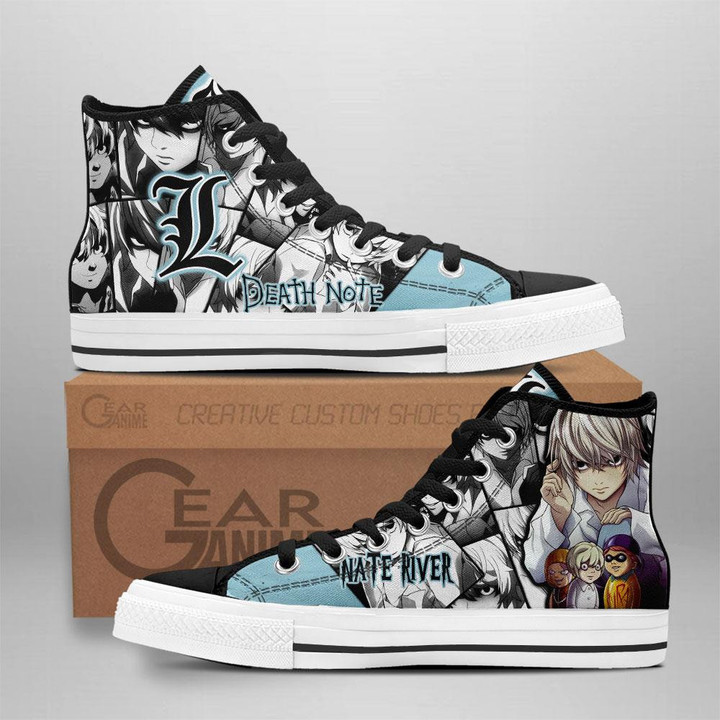 Nate River Near High Top Shoes Custom Death Note Anime Sneakers - 1 - GearAnime