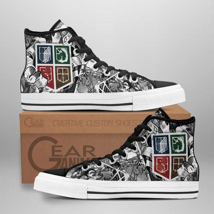 Regiment Badge High Top Shoes Custom Anime Attack On Titan Sneakers - 1 - GearAnime