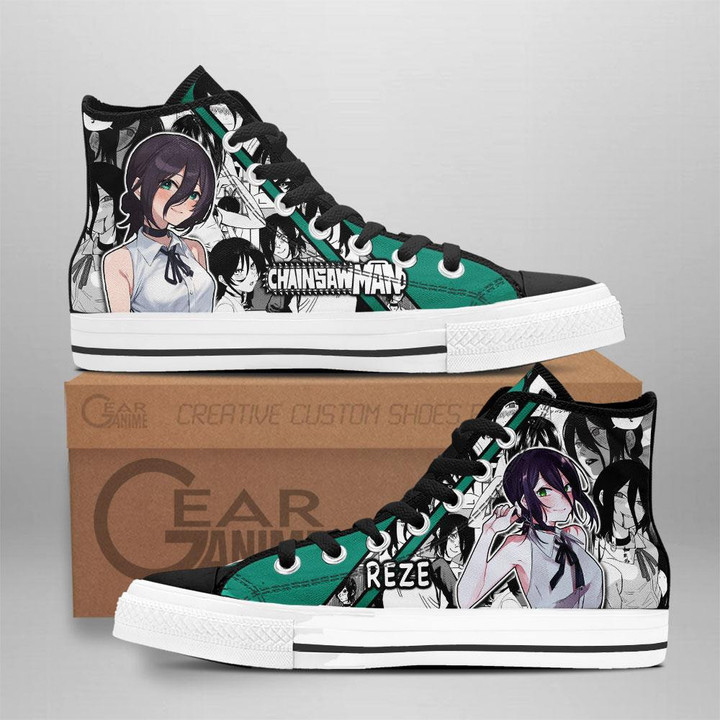 Bomb Girl Reze High Top Shoes Custom Manga Anime Chainsaw Man Sneakers - 1 - GearAnime