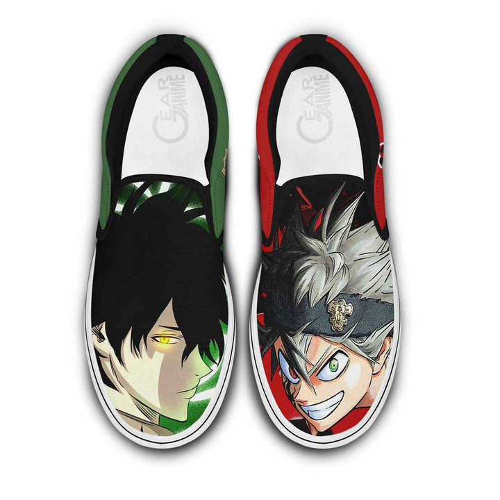 Yuno and Asta Slip On Sneakers Custom Anime Black Clover Shoes - 1 - GearAnime