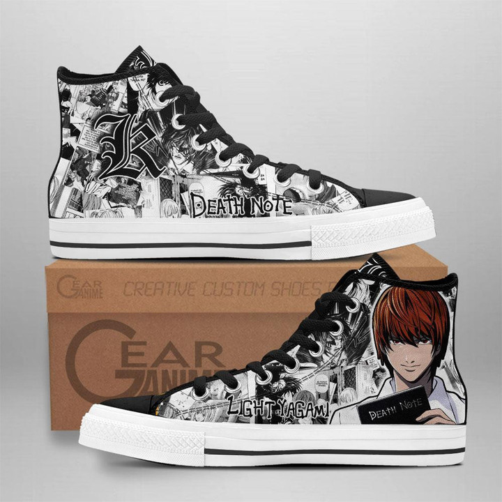 Death Note Light Yagami High Top Shoes Custom Manga Anime Sneakers - 1 - GearAnime