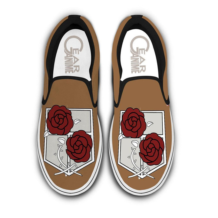 AOT Garrison Regiment Slip On Sneakers Custom Symbol Anime Attack On Titan Shoes - 1 - GearAnime