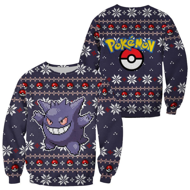 Ugly Christmas Sweater Custom Gengar Xmas Gift - 1 - GearAnime