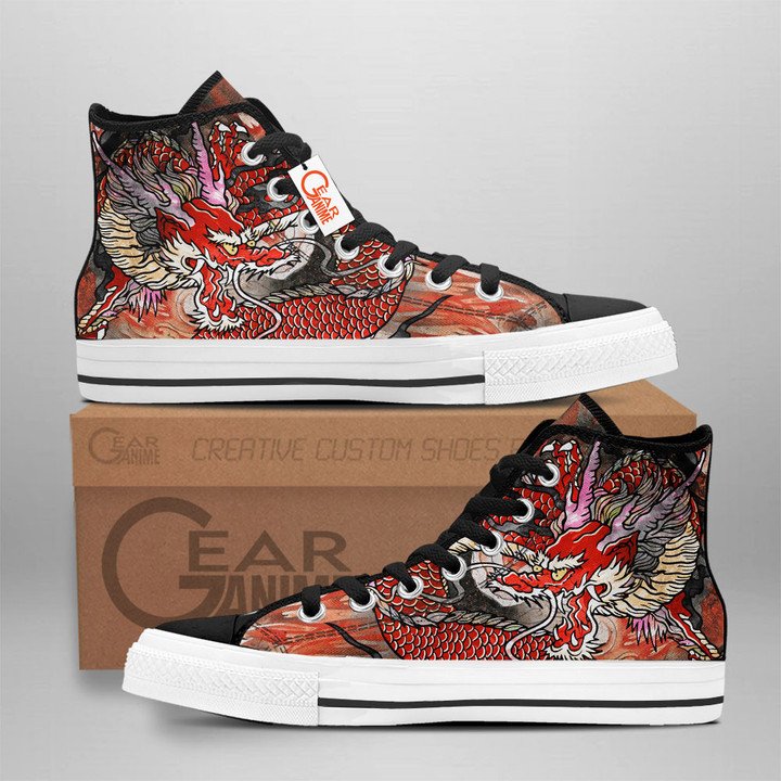 Japanese Red Dragon High Top Shoes Custom Sneakers HA2706 Gear Anime