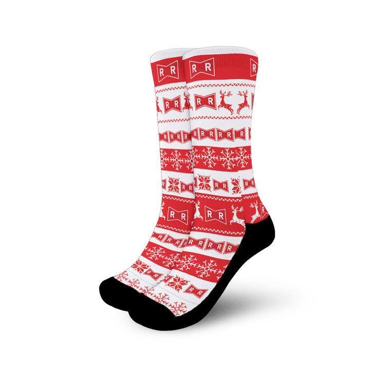 Red Ribbon Army Christmas Ugly Socks Gear Anime