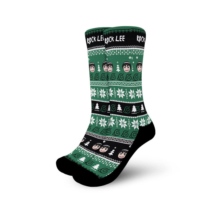 Rock Lee Christmas Ugly Socks Gear Anime