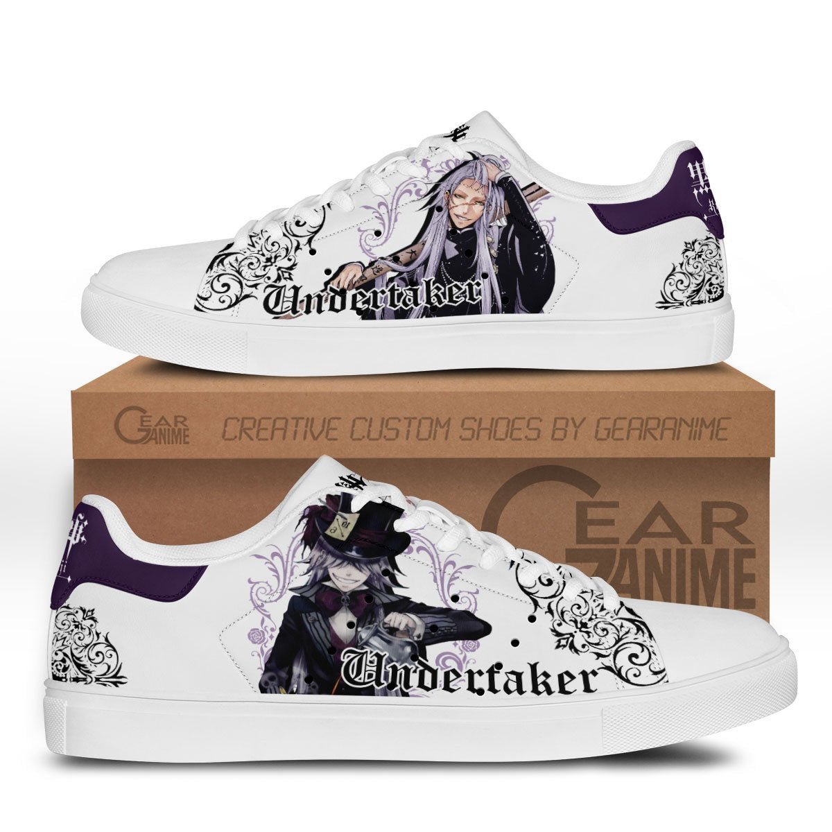 Black Butler Undertaker Skate Sneakers Custom Anime Shoes - 1 - GearAnime