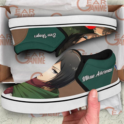 Eren and Mikasa Slip On Sneakers Custom Anime Attack On Titan Shoes - 3 - GearAnime
