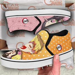 Zenitsu And Nezuko Slip On Sneakers Custom Anime Demon Slayer Shoes - 3 - GearAnime