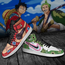Zoro and Luffy Sneakers Custom Wano Arc Anime One Piece Shoes - 4 - GearAnime