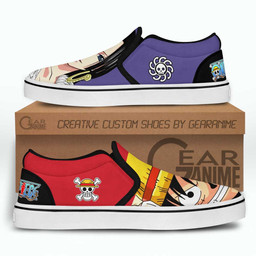Boa Hancock and Luffy Slip On Sneakers Custom Anime One Piece Shoes - 3 - GearAnime
