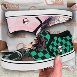 Tanjiro and Kanao Slip On Sneakers Demon Slayer Custom Anime Shoes - 3 - GearAnime