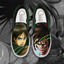 Eren Yeager Slip On Sneakers Custom Anime Attack On Tian Shoes - 1 - GearAnime