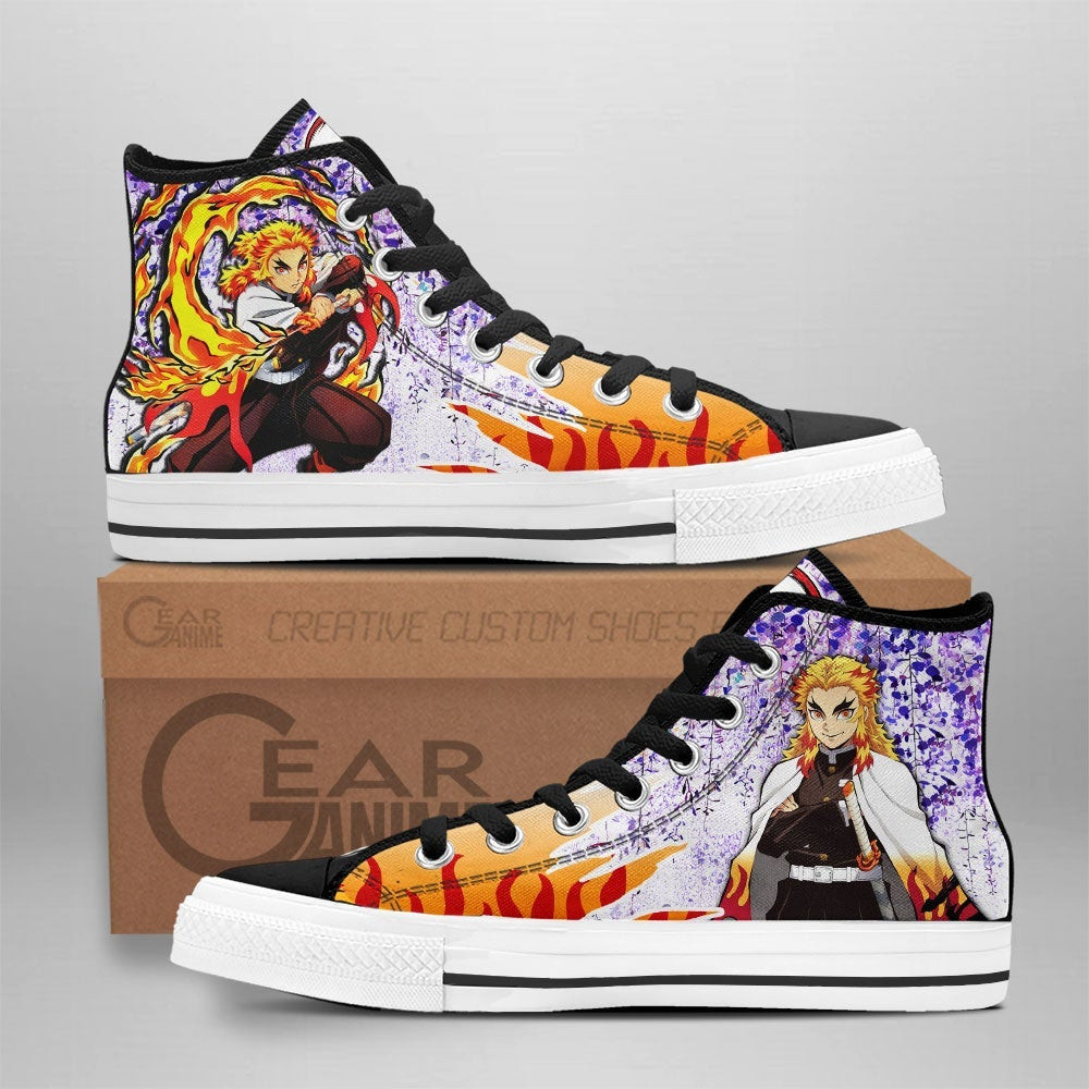 Demon Slayer Kyojuro Rengoku High Top Shoes Custom Anime Sneakers Wisteria Style - 1 - GearAnime