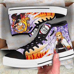 Demon Slayer Kyojuro Rengoku High Top Shoes Custom Anime Sneakers Wisteria Style - 2 - GearAnime