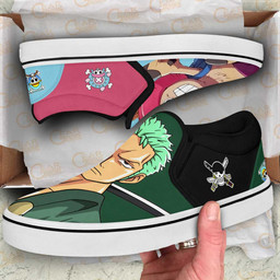 Chopper and Zoro Slip On Sneakers Custom Anime One Piece Shoes - 2 - GearAnime
