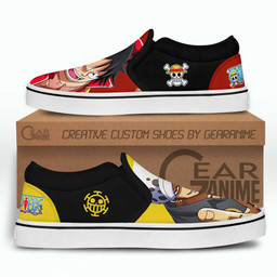Luffy and Law Slip On Sneakers Custom Anime One Piece Shoes - 3 - GearAnime