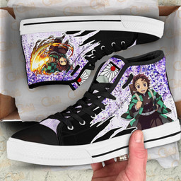 Demon Slayer Tanjiro Kamado High Top Shoes Custom Anime Sneakers Wisteria Style - 2 - GearAnime