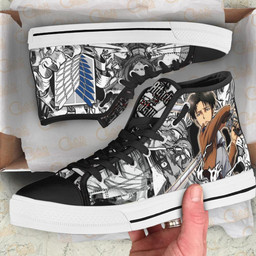 Levi Ackerman High Top Shoes Custom Anime Attack On Titan Sneakers - 2 - GearAnime
