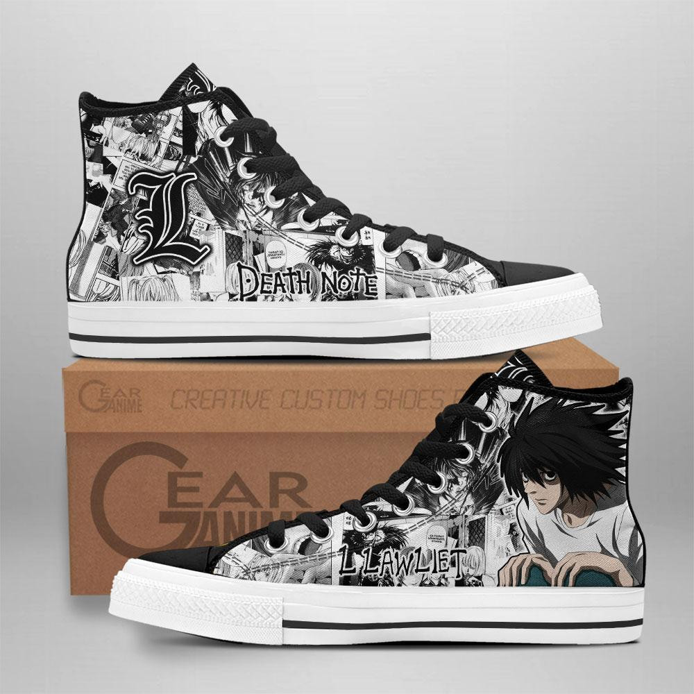 Death Note L Lawliet High Top Shoes Custom Manga Anime Sneakers - 1 - GearAnime