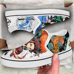 Tanjiro Fire Water Slip On Sneakers Custom Demon Slayer Anime Shoes - 2 - GearAnime