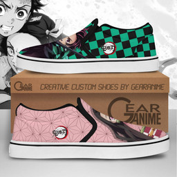 Tanjiro And Nezuko Slip On Sneakers Custom Anime Demon Slayer Shoes - 2 - GearAnime