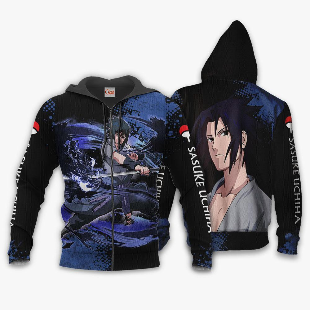 Uchiha Sasuke Hoodie Sweater Custom Anime Zip Jacket - 1 - GearAnime