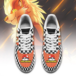 Poke Arcanine Sneakers Checkerboard Custom Pokemon Shoes - 2 - GearAnime