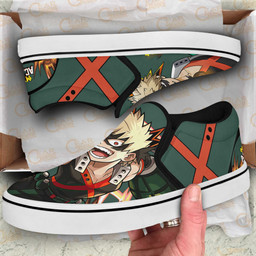 Katsuki Bakugo Slip On Sneakers Custom Anime My Hero Academia Shoes - 3 - GearAnime