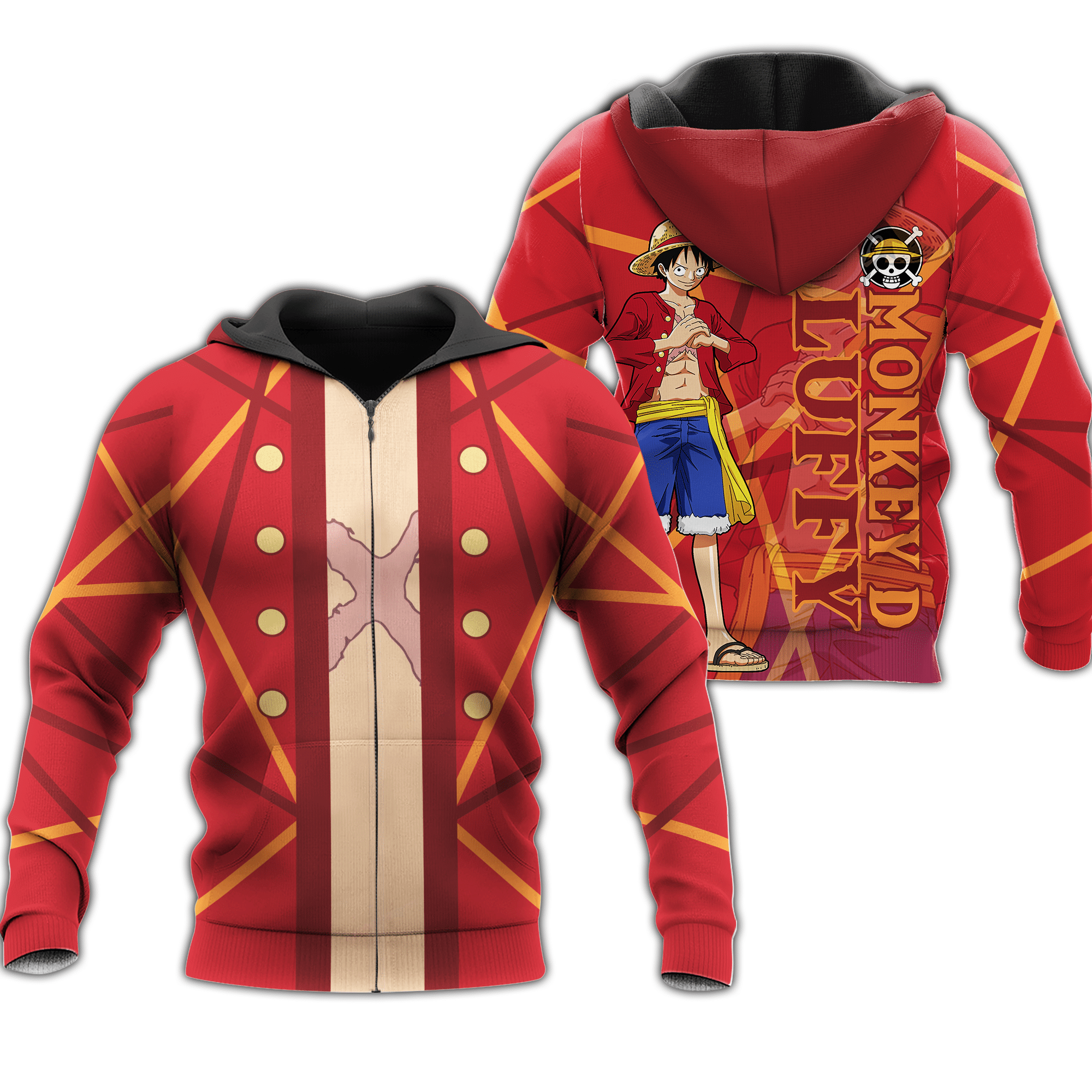Luffy Zip Hoodie Cosplay One Piece Shirt Anime Fan Gift Idea VA06 -  One Piece - Angle 1