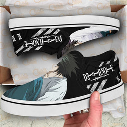 L Lawliet Slip On Sneakers Death Note Custom Anime Shoes - 3 - GearAnime