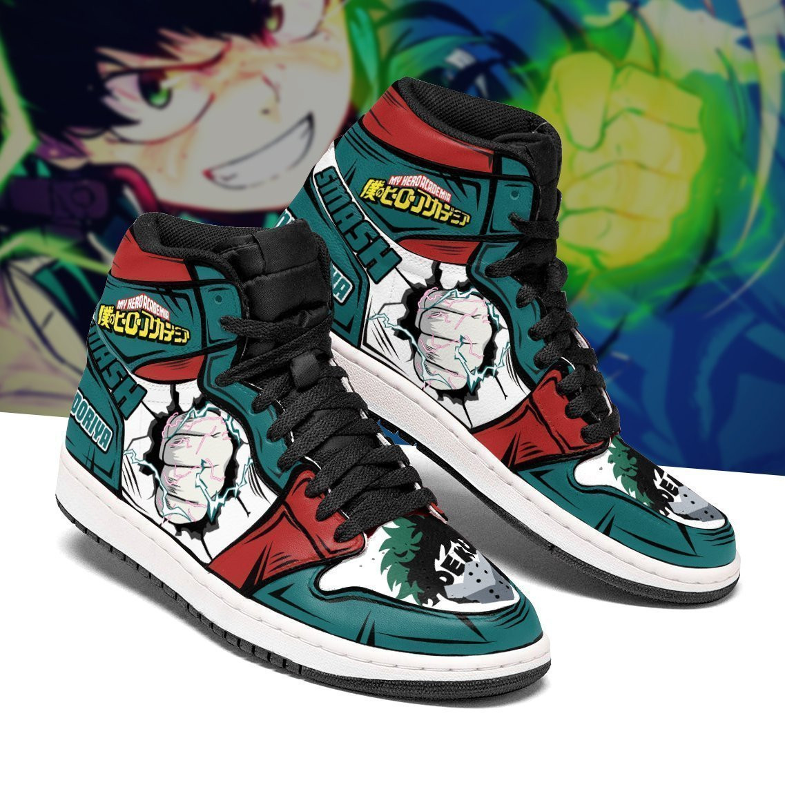 BNHA Izuku Deku Sneakers Custom Anime My Hero Academia Shoes - 2 - GearAnime