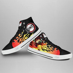 Tanjiro Fire High-Top Canvas Shoes Anime Flame Style -  Demon Slayer: Kimetsu no Yaiba - Angle 4