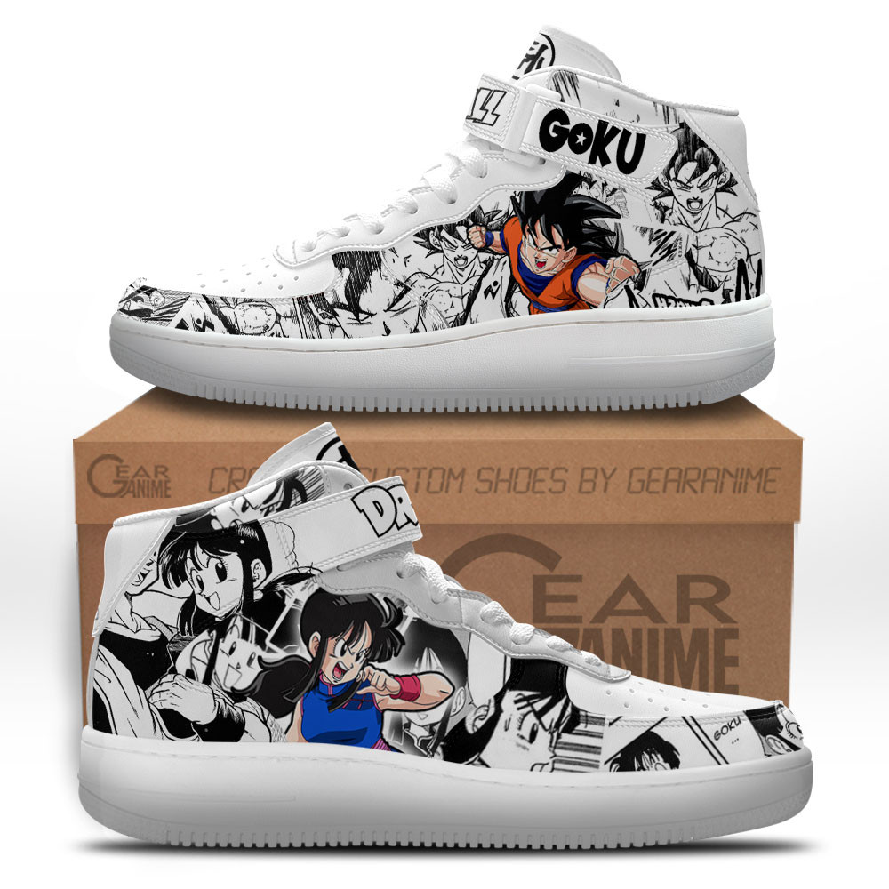 Goku and Chi Chi Sneakers Air Mid Custom Dragon Ball Anime Shoes Mix MangaGear Anime