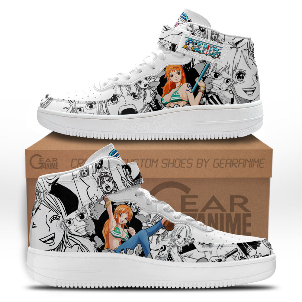 Nami Sneakers Air Mid Custom One Piece Anime Shoes Mix MangaGear Anime