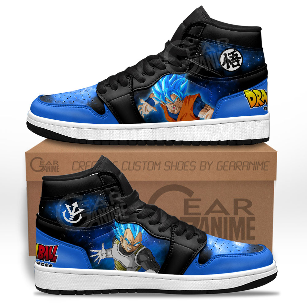 Vegeta and Goku Blue Sneakers Custom Dragon Ball Anime Shoes Mix GalaxyGear Anime