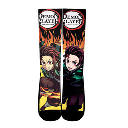 Tanjiro Sun Breathing Socks Demon Slayer Custom Anime Socks Flames StyleGear Anime