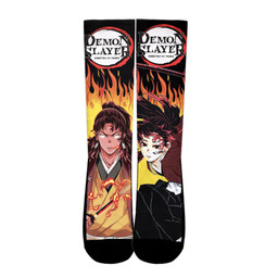 Yoriichi Tsugikuni Socks Demon Slayer Custom Anime Socks Flames StyleGear Anime
