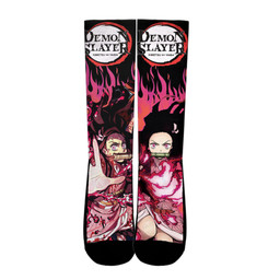 Nezuko Blood Demon Art Socks Demon Slayer Custom Anime Socks Flames StyleGear Anime