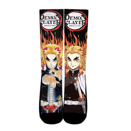 Kyojuro Rengoku Socks Demon Slayer Custom Anime Socks Flames StyleGear Anime