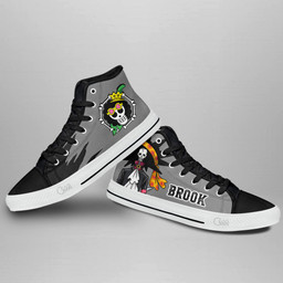 Brook High Top Shoes One Piece Red Custom Anime Sneakers Gear Anime