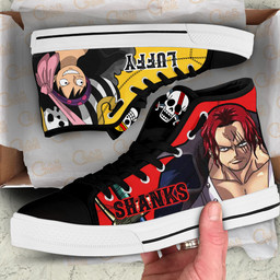 Shanks and Luffy High Top Shoes One Piece Red Custom Anime Sneakers Gear Anime