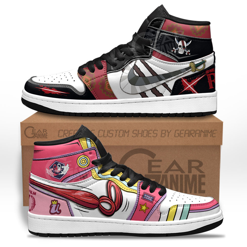 Shanks and Uta Sneakers One Piece Red Custom Anime Shoes Gear Anime