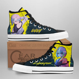Cyberpunk Lucy Custom High Top Shoes For Anime Fans Gear Anime