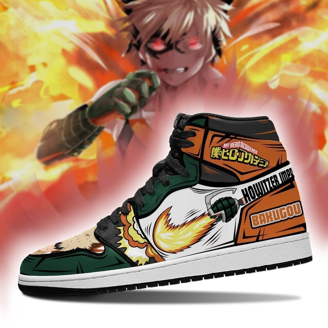 Katsuki Bakugo High-Top Leather Sneakers Howitzer Impact Edition -  My Hero Academia - Angle 2
